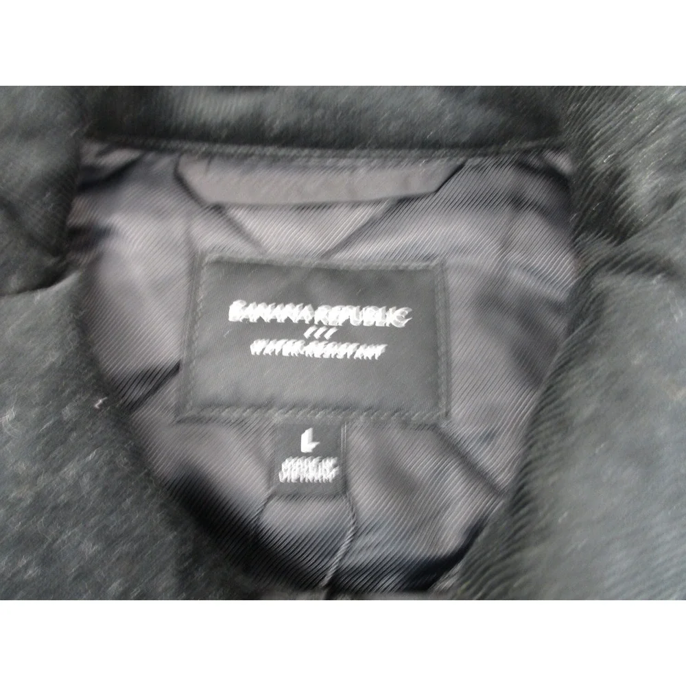 Banana Republic Quilted Jacket Mens Large Black Water Resistant Corduroy Collar